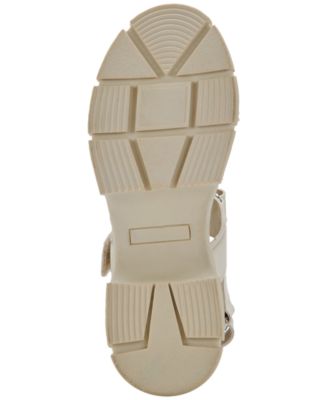 AQUA COLLEGE Womens Ivory Adjustable Waterproof Hux Round Toe Platform Slingback Sandal M