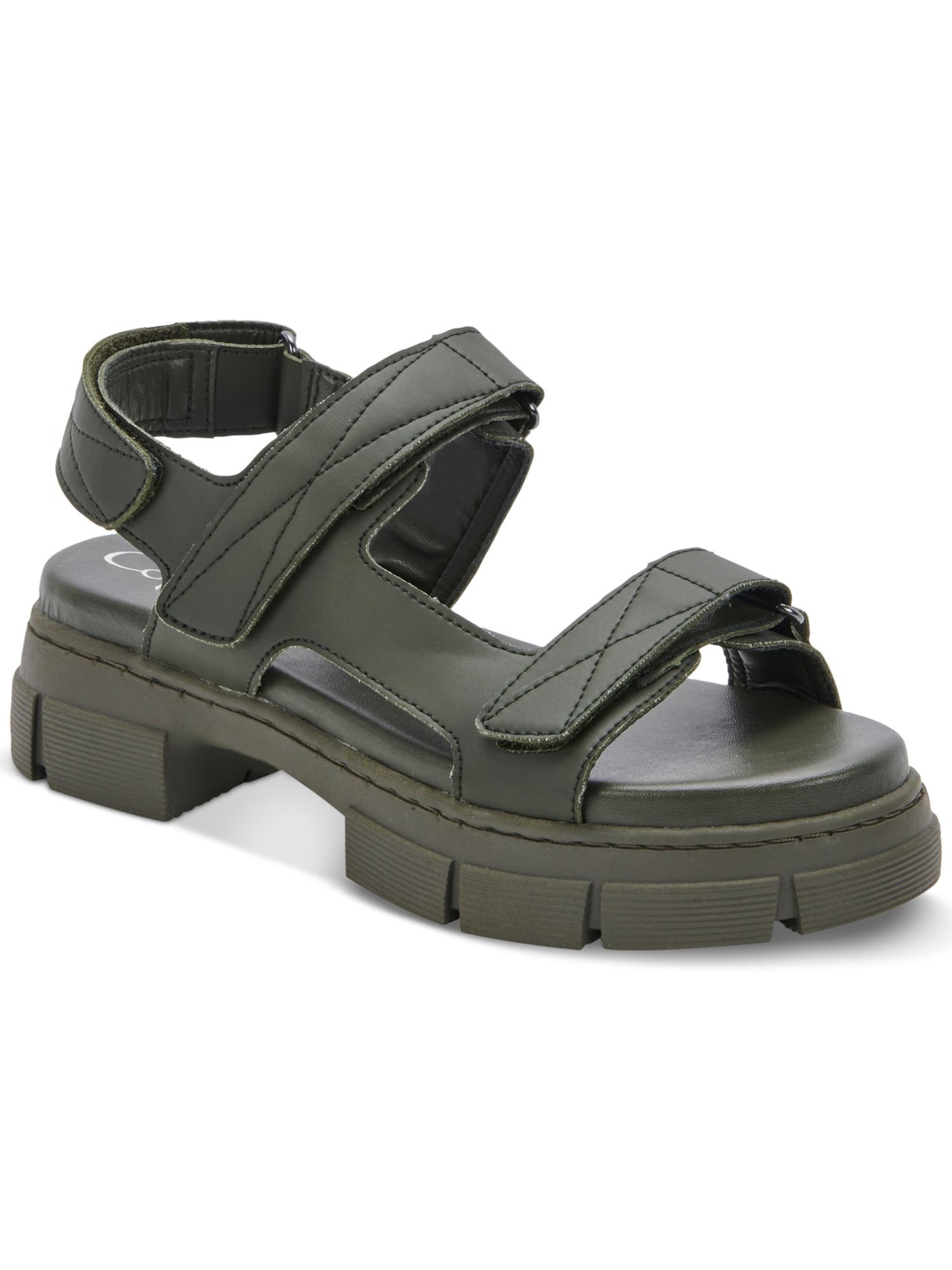 AQUA COLLEGE Womens Green Adjustable Waterproof Hux Round Toe Platform Slingback Sandal 7 M
