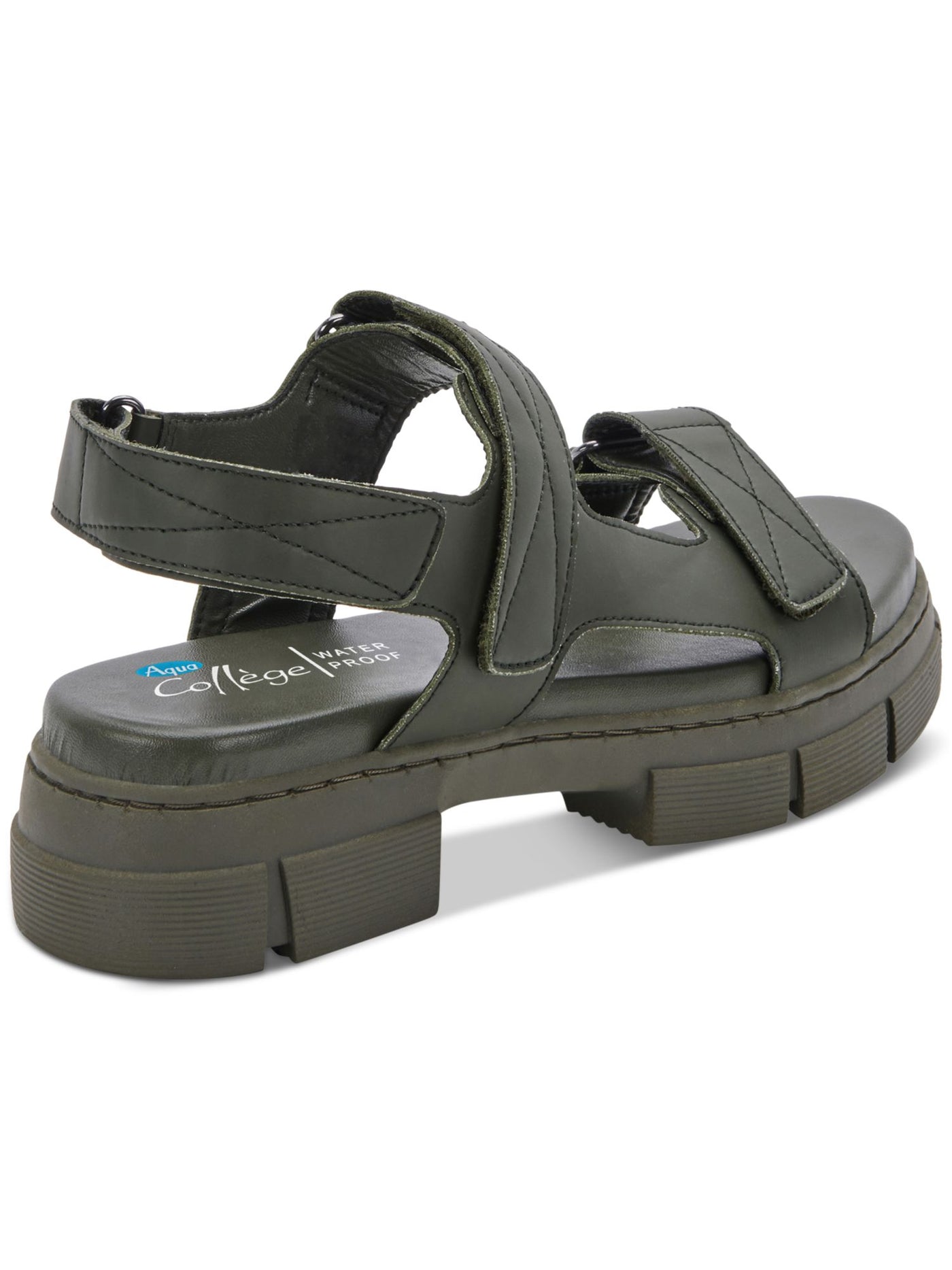AQUA COLLEGE Womens Green Adjustable Waterproof Hux Round Toe Platform Slingback Sandal 7 M