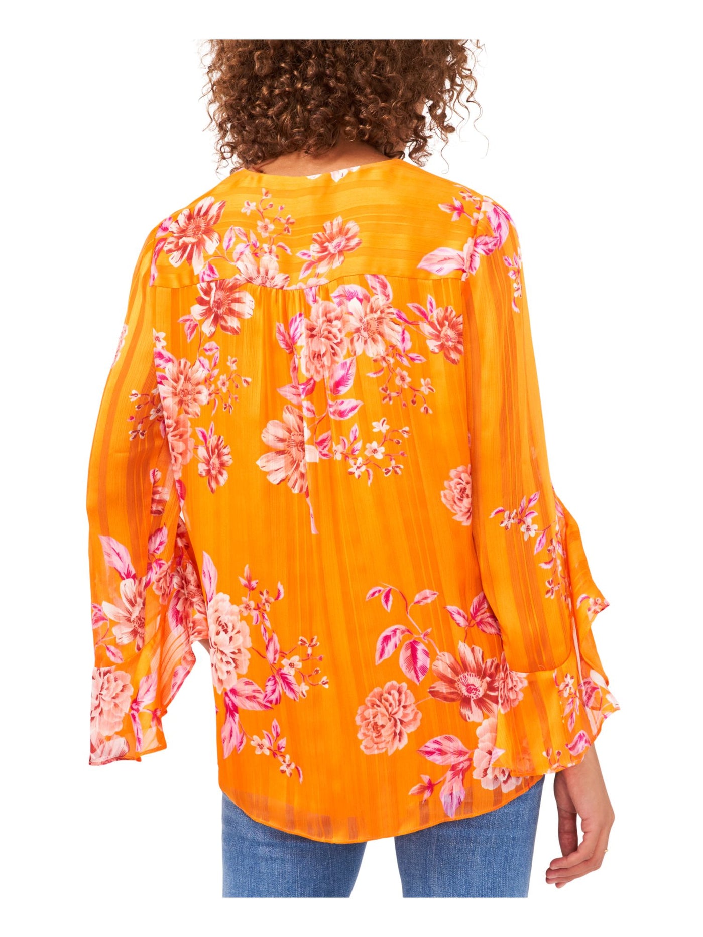 VINCE CAMUTO Womens Lined Flutter Sleeve Overlap Hem V Neck Blouse