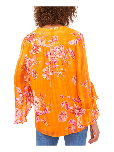 VINCE CAMUTO Womens Lined Flutter Sleeve Overlap Hem V Neck Blouse