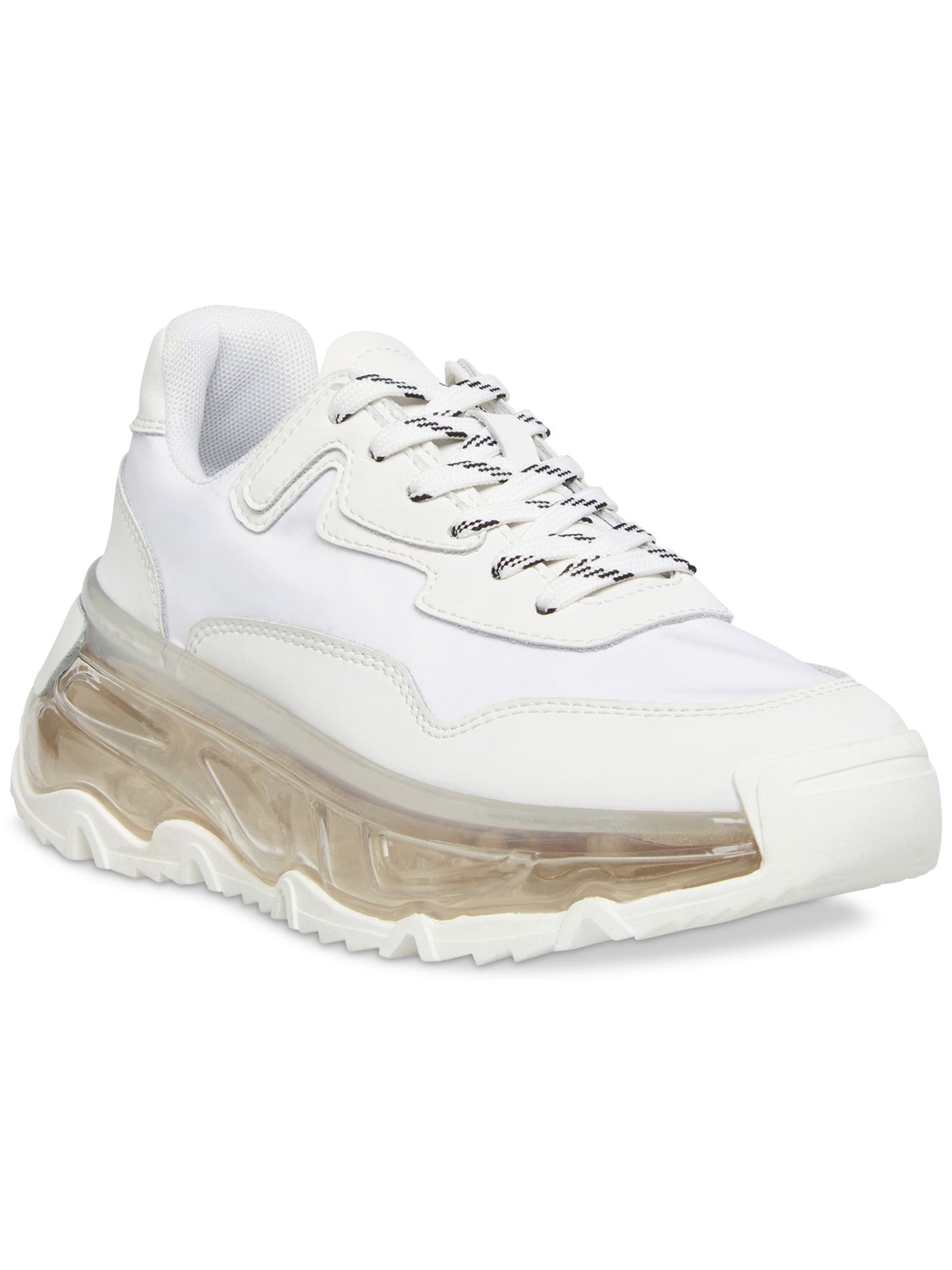 STEVE MADDEN Womens White 1" Platform Comfort Blatant Round Toe Wedge Lace-Up Leather Athletic Training Shoes 11 M
