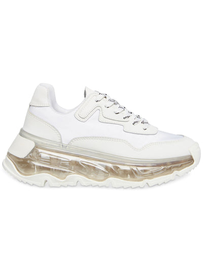 STEVE MADDEN Womens White 1" Platform Comfort Blatant Round Toe Wedge Lace-Up Leather Athletic Training Shoes 5.5 M
