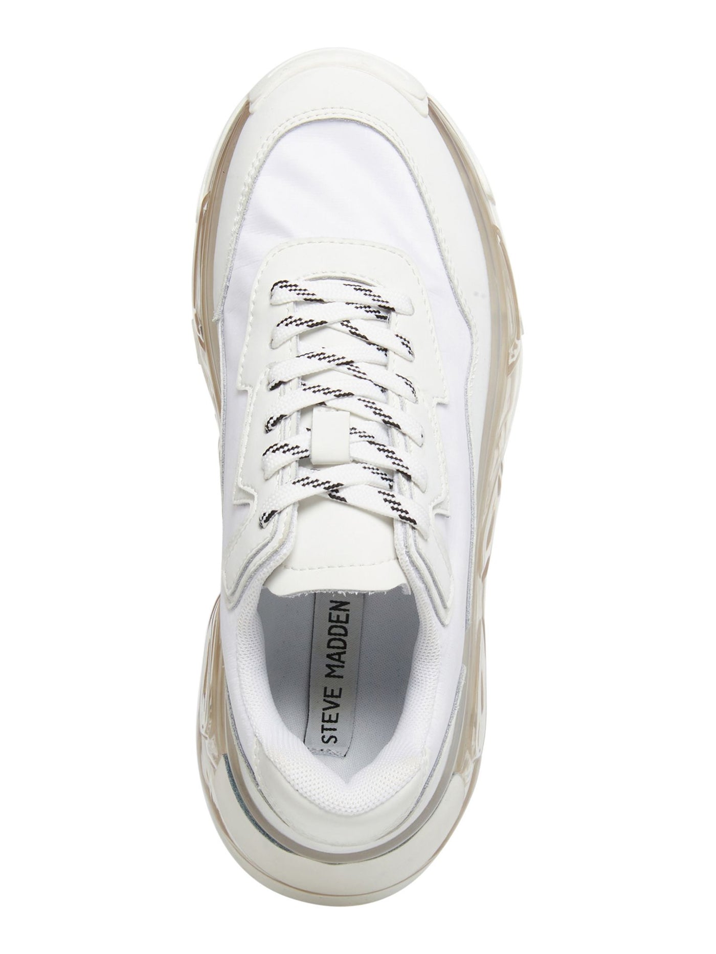 STEVE MADDEN Womens White 1" Platform Comfort Blatant Round Toe Wedge Lace-Up Leather Athletic Training Shoes 6 M