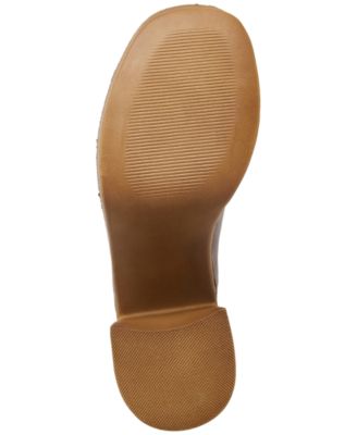 STEVE MADDEN Womens Brown 1-1/2'' Platform Clogs Padded Bowe Round Toe Block Heel Slip On Leather Heeled M