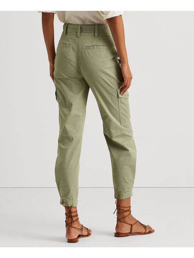 LAUREN MOSHI AQUA Womens Green Belted Twill Cargo Pants 8