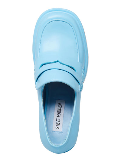 STEVE MADDEN Womens Light Blue 2" Platform Comfort Catelyn Round Toe Block Heel Slip On Dress Oxfored Heels 8.5 M