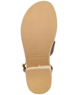 STEVE MADDEN Womens Brown 2" Platform Adjustable Ankle Strap Kelton Round Toe Block Heel Buckle Leather Espadrille Shoes
