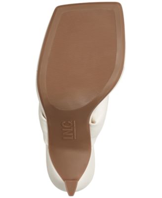 INC Womens Ivory Puffed Straps Flexible Sole Padded Sagee Square Toe Stiletto Slip On Dress Thong Sandals Shoes M