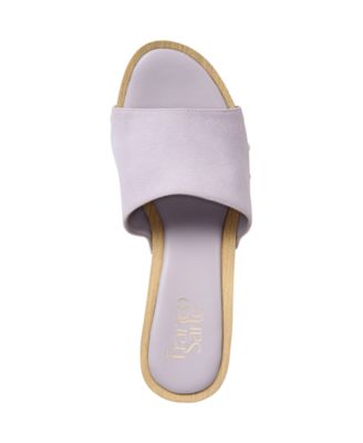 FRANCO SARTO Womens Purple 1" Platform Studded Padded Capri Round Toe Block Heel Slip On Leather Clogs Shoes M