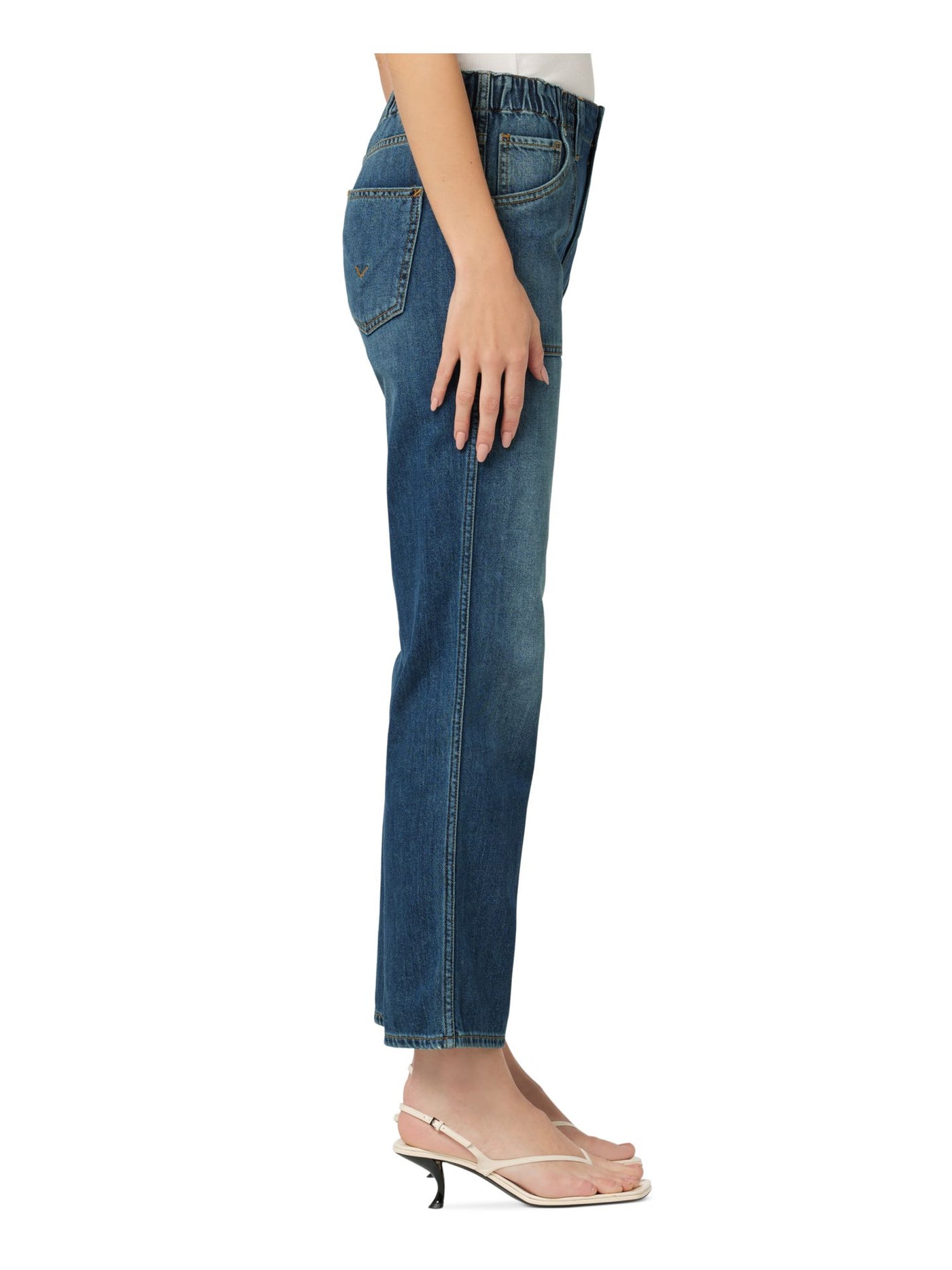 HUDSON Womens Blue Zippered Pocketed Elastic Waistband Straight leg Jeans 24