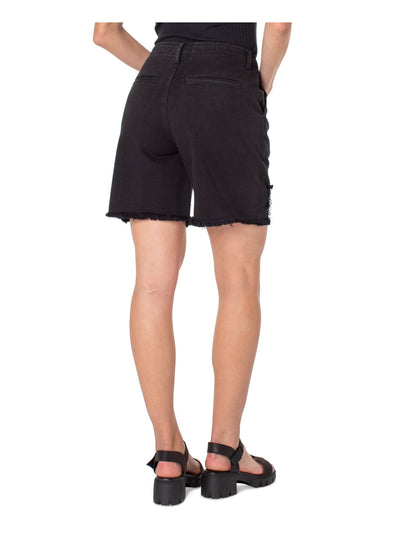 EARNEST SEWN NEW YORK Womens Black Denim Zippered Pocketed Frayed Hems High Waist Shorts 31