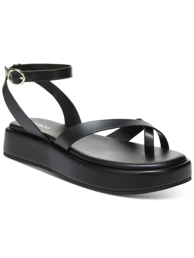 ALFANI Womens Black Adjustable Ankle Strap Strappy Padded Araa Round Toe Platform Buckle Heeled Sandal 6.5 M