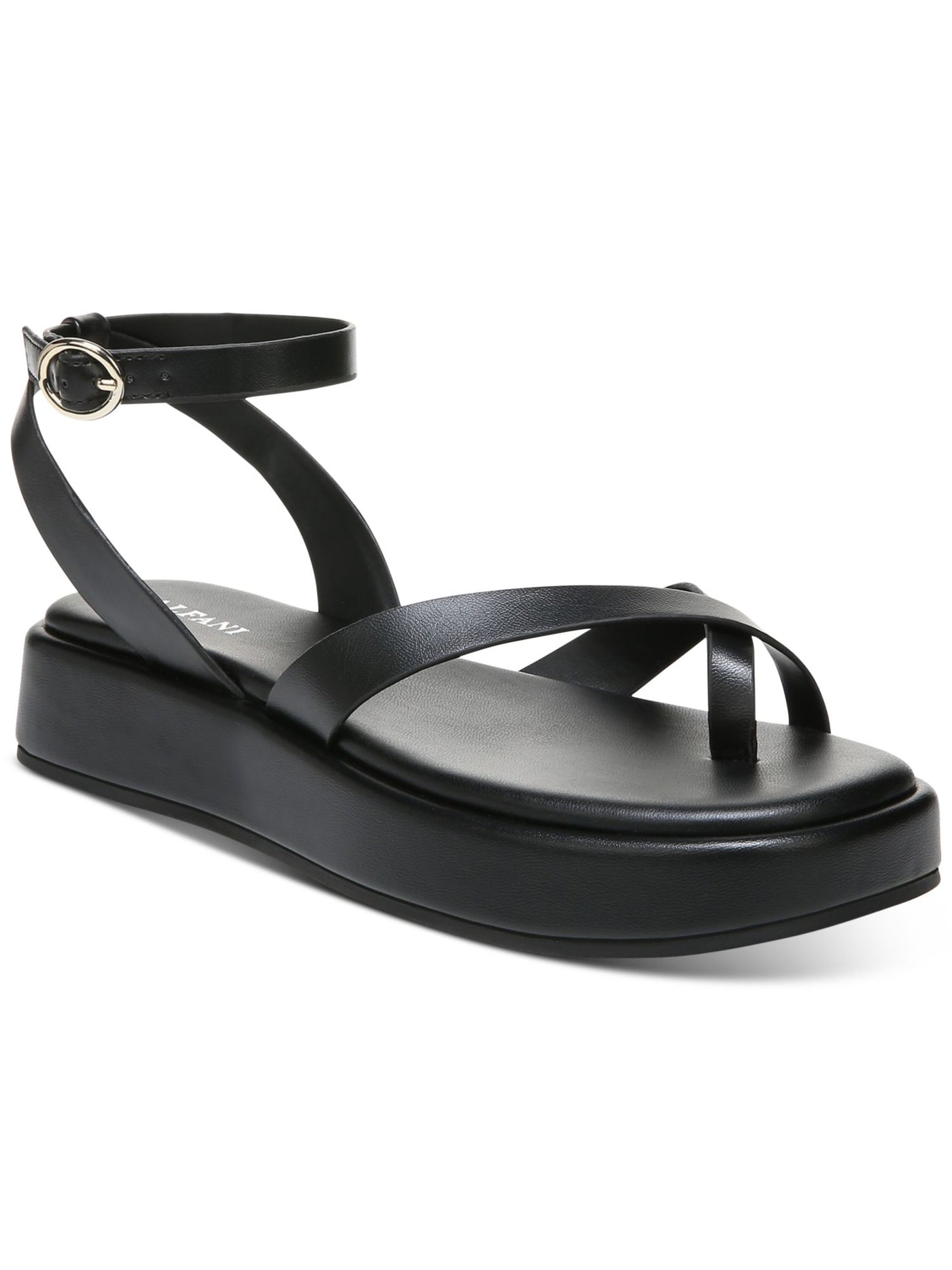 ALFANI Womens Black Adjustable Ankle Strap Strappy Padded Araa Round Toe Buckle Heeled Sandal 9 M