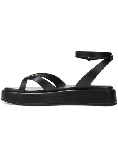 ALFANI Womens Black Adjustable Ankle Strap Strappy Padded Araa Round Toe Buckle Heeled Sandal 9 M