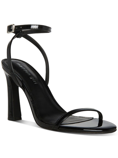 MADDEN GIRL Womens Black Patent Ankle Strap Comfort Tasha Round Toe Stiletto Buckle Dress Heeled Sandal 10 M
