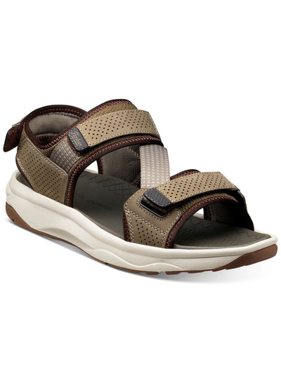 FLORSHEIM Mens Beige Adjustable Perforated Tread Lite Round Toe Wedge Sandals Shoes 10 M