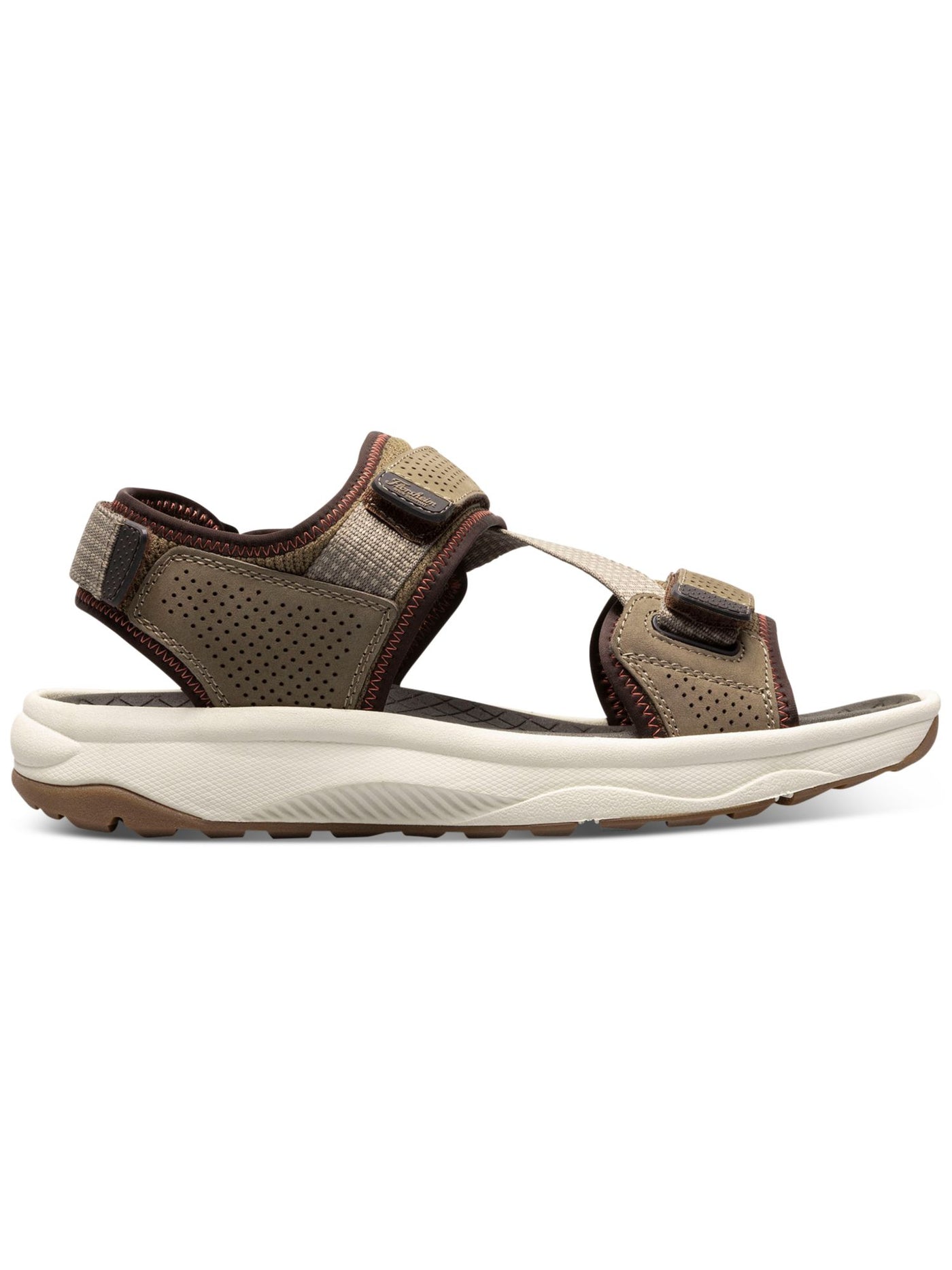FLORSHEIM Mens Beige Adjustable Perforated Tread Lite Round Toe Wedge Sandals Shoes 10 M