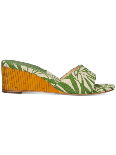 KATE SPADE NEW YORK Womens Beige Floral Faux Bamboo Heel Comfort Meena Round Toe Wedge Slip On Heeled Sandal 7.5 B