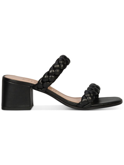 KATE SPADE NEW YORK Womens Black Padded Braided Juniper Square Toe Block Heel Slip On Leather Dress Sandals Shoes 11 B
