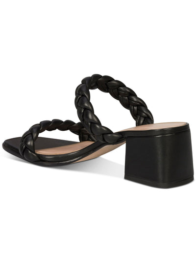 KATE SPADE NEW YORK Womens Black Padded Braided Juniper Square Toe Block Heel Slip On Leather Dress Sandals Shoes 11 B