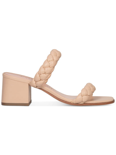 KATE SPADE NEW YORK Womens Beige Padded Braided Juniper Square Toe Block Heel Slip On Leather Dress Heeled Sandal 9.5 B