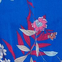 CALVIN KLEIN Womens Blue Zippered Lined Keyhole Back Floral Sleeveless Halter Tea-Length Shift Dress