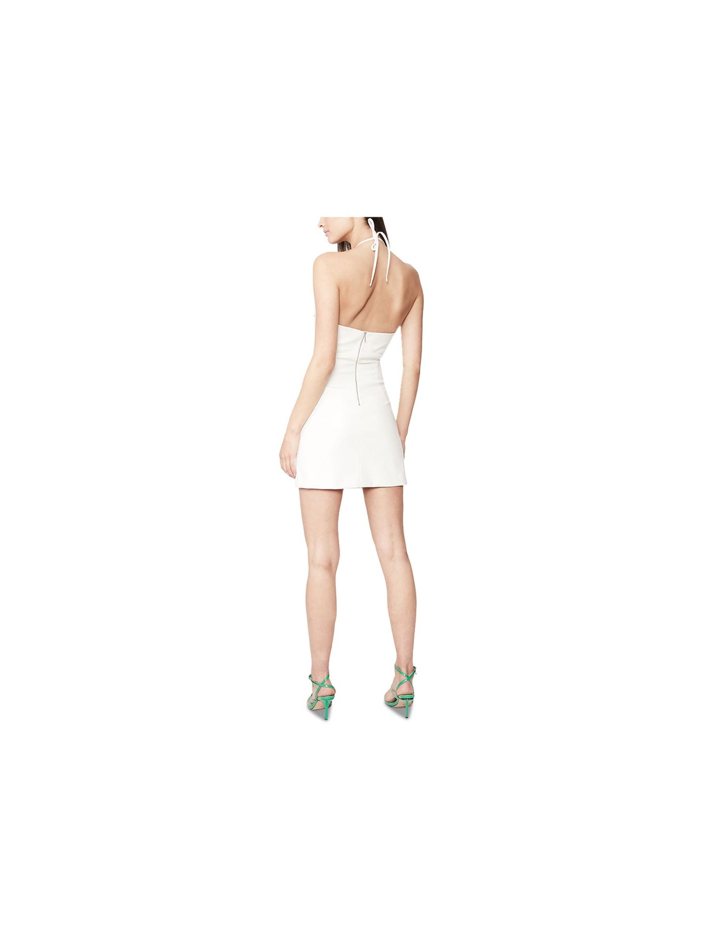 BARDOT Womens White Tie Cut Out Zippered Sleeveless Halter Mini Party Sheath Dress 12