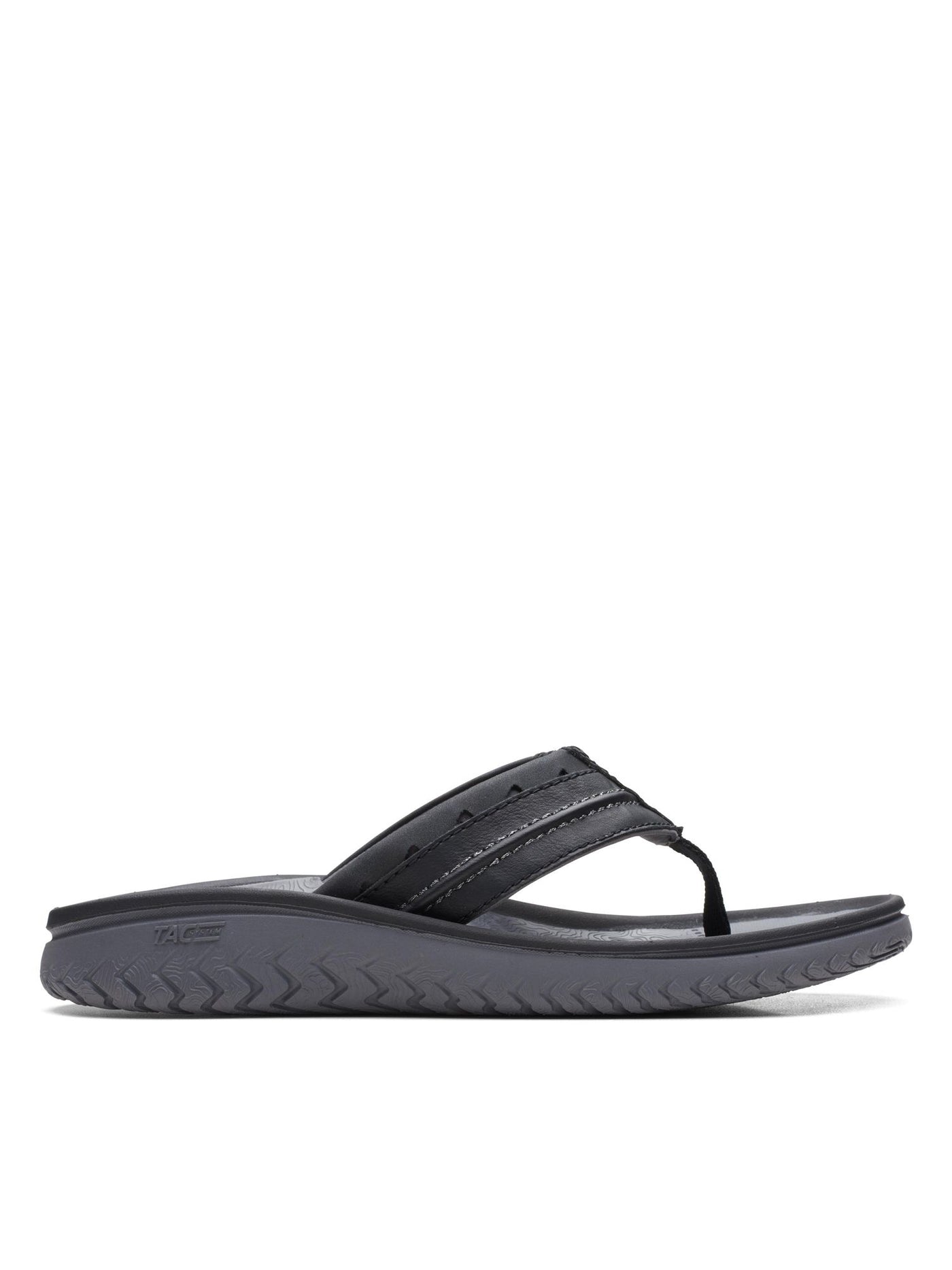 CLARKS COLLECTION Mens Black Trail-Inspired Treading Arch Support Lightweight Wesley Open Toe Slip On Thong Sandals Shoes 12 M