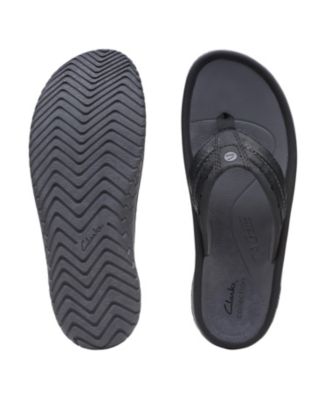 CLARKS COLLECTION Mens Black Trail-Inspired Treading Arch Support Lightweight Wesley Open Toe Slip On Thong Sandals Shoes M