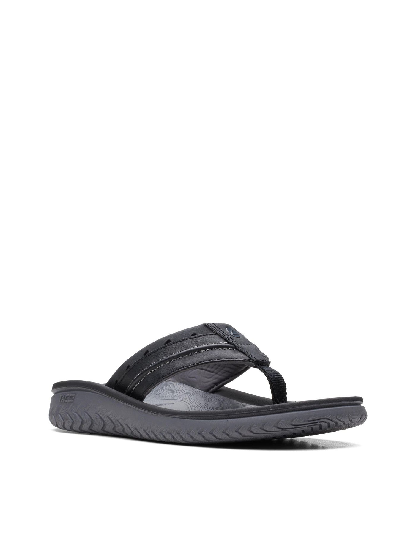 CLARKS COLLECTION Mens Black Trail-Inspired Treading Arch Support Lightweight Wesley Open Toe Slip On Thong Sandals Shoes 12 M