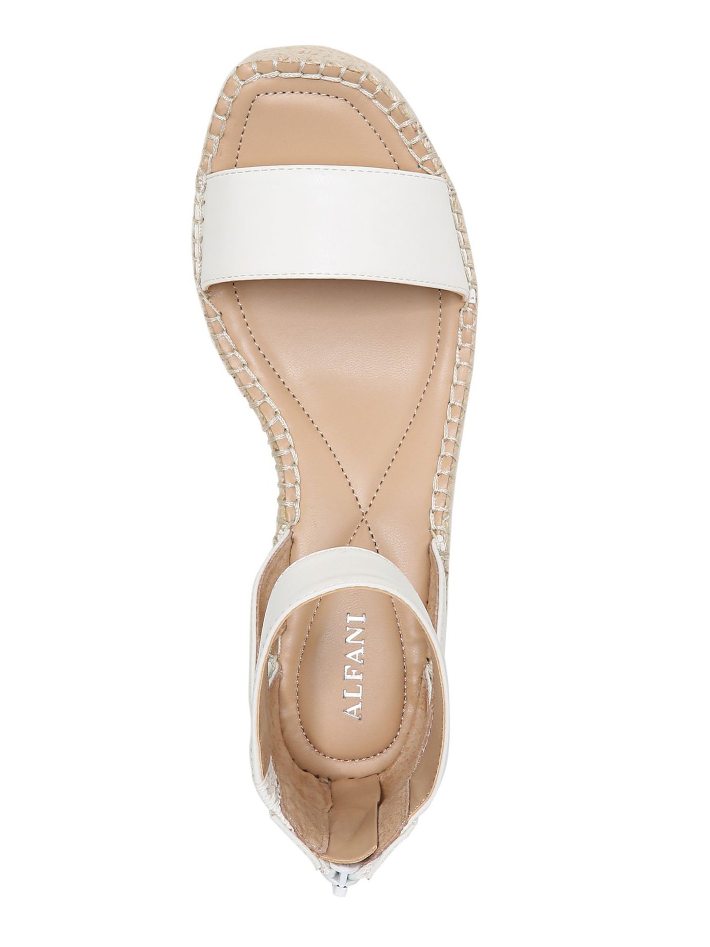 ALFANI Womens White Ankle Strap Padded Cohjo Round Toe Wedge Zip-Up Espadrille Shoes 9.5 M