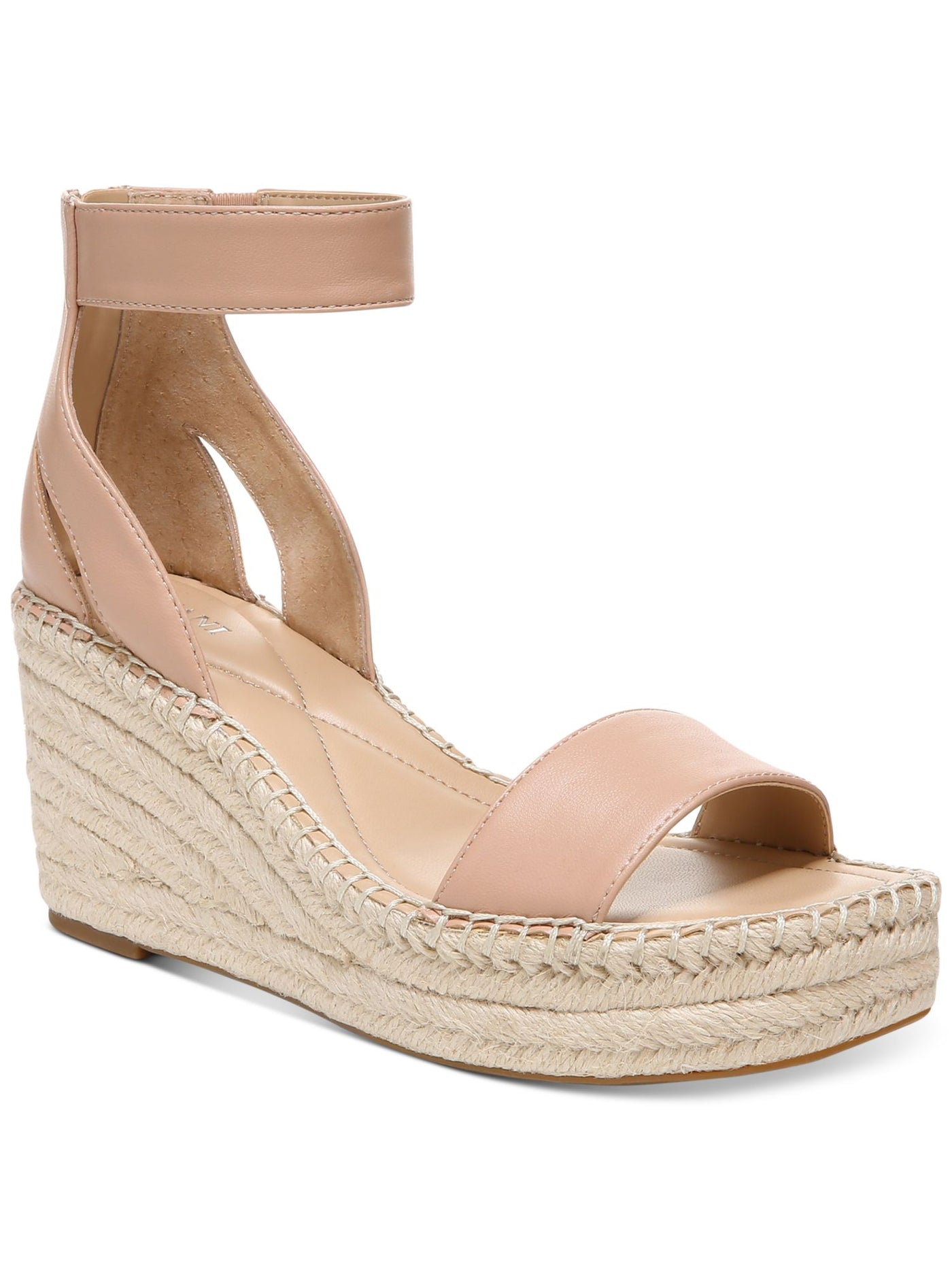 ALFANI Womens Pink 1" Platform Goring Ankle Strap Padded Cohjo Round Toe Wedge Zip-Up Espadrille Shoes 8.5 M