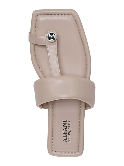 ALFANI Womens Beige Cushioned Studded Estelle Square Toe Slip On Thong Sandals Shoes 7 M
