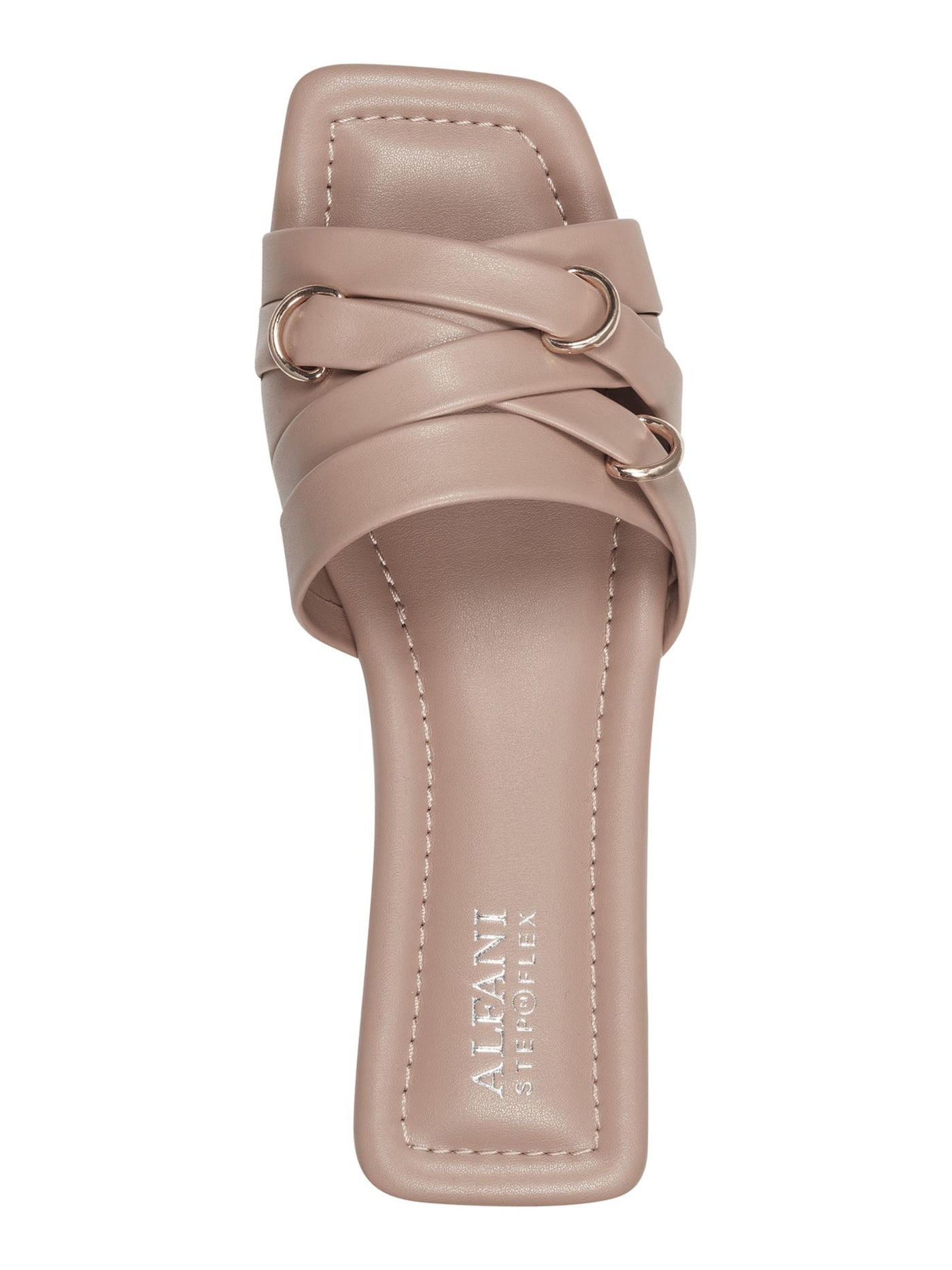 ALFANI Womens Beige Padded Embellished Ivyy Square Toe Slip On Slide Sandals Shoes 10 M