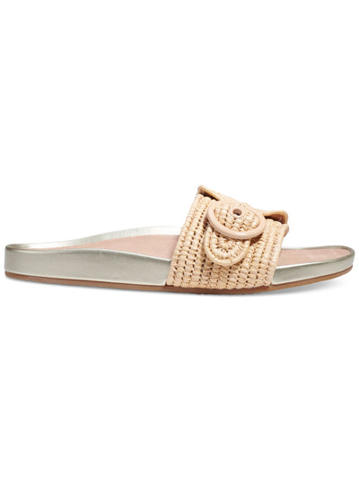 KATE SPADE NEW YORK Womens Beige Raffia Woven Buckle Accent Maribelle Round Toe Slip On Sandals Shoes 5 B