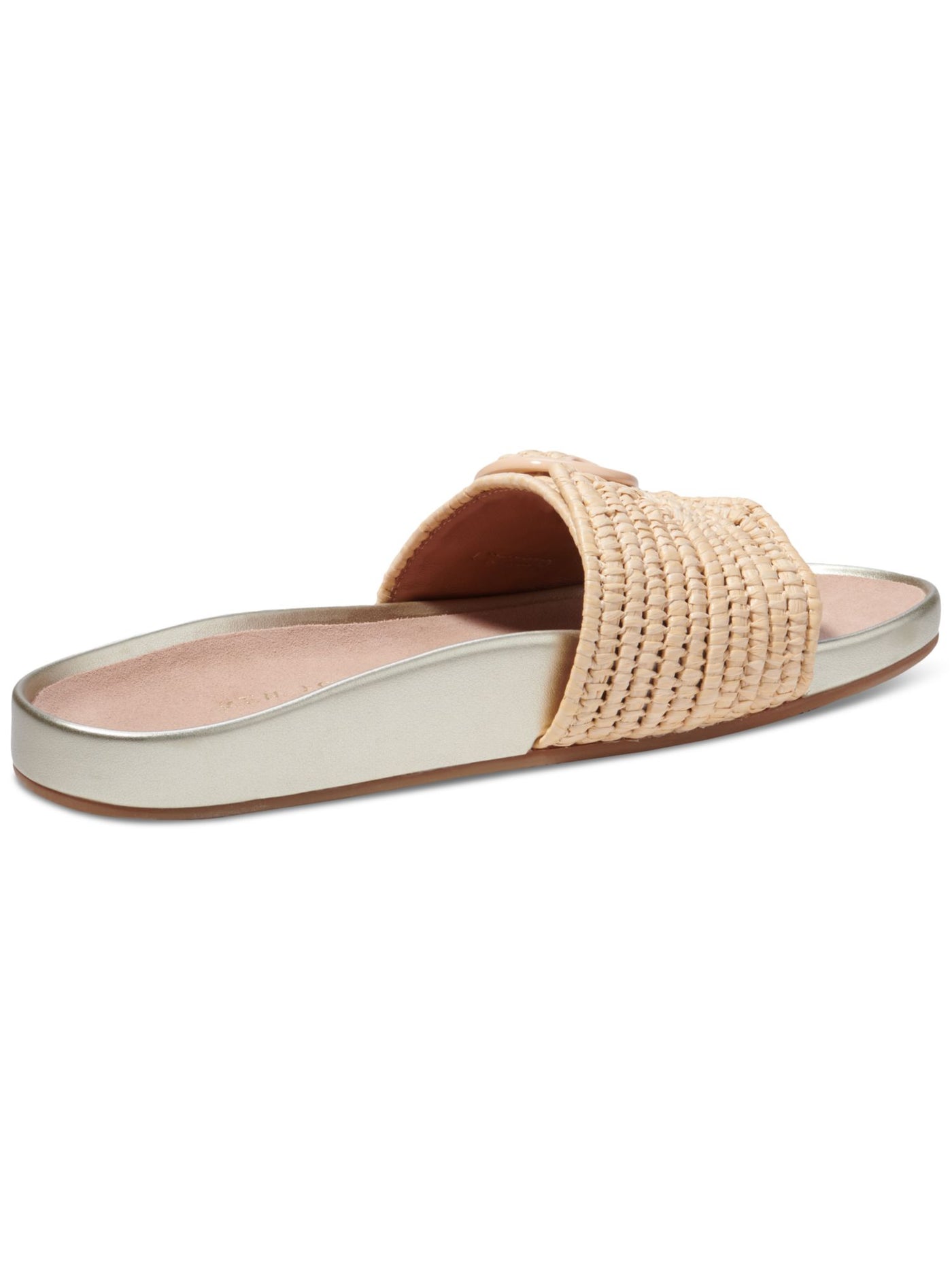 KATE SPADE NEW YORK Womens Beige Raffia Woven Buckle Accent Maribelle Round Toe Slip On Sandals Shoes 7 B