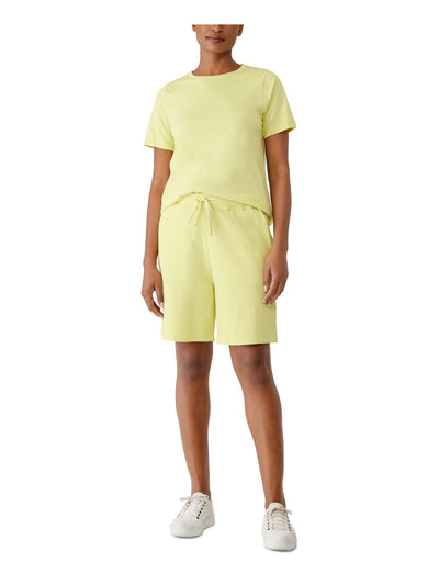 EILEEN FISHER Womens Yellow Pocketed Ruffled Drawstring Elastic Waist Lounge Shorts Shorts M