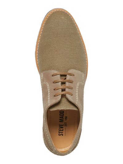 STEVE MADDEN Mens Beige Padded Gilad Round Toe Lace-Up Leather Oxford Shoes 10.5