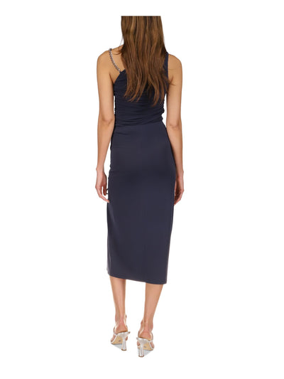 MICHAEL MICHAEL KORS Womens Navy Ruched Tie Pull-on Thigh High Slit Midi Party Pencil Skirt XXL