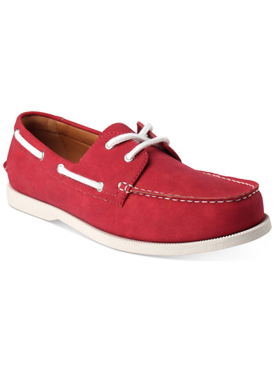 CLUBROOM Mens Red Comfort Elliot Round Toe Lace-Up Boat Shoes 8 M