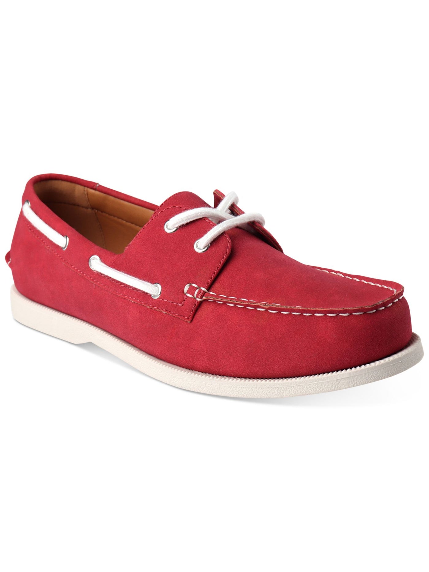 CLUBROOM Mens Red Comfort Elliot Round Toe Lace-Up Boat Shoes 11.5 M