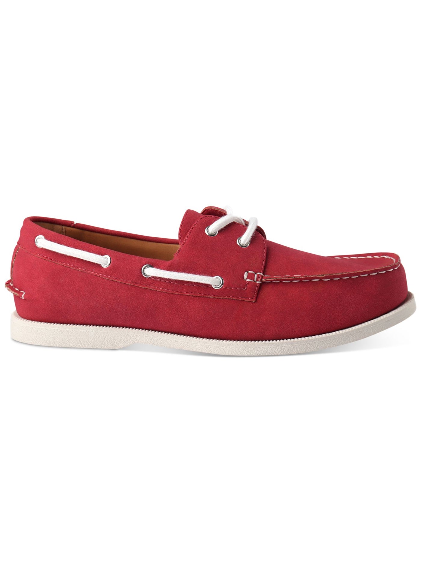 CLUBROOM Mens Red Comfort Elliot Round Toe Lace-Up Boat Shoes 10 M