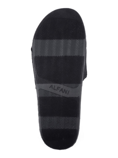 ALFANI Mens Black Knit Cushioned Comfort Ace Round Toe Platform Slip On Slide Sandals Shoes 9 M