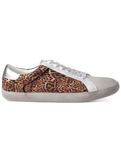 INC Mens White Leopard Print Distressed Comfort Damon Round Toe Platform Lace-Up Sneakers Shoes 8 M