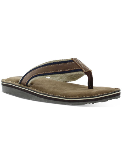 KHOMBU Mens Brown Mixed Media Cushioned Khombu Round Toe Platform Slip On Thong Sandals Shoes 8 M
