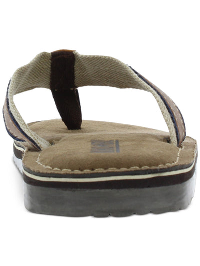 KHOMBU Mens Brown Mixed Media Cushioned Khombu Round Toe Platform Slip On Thong Sandals Shoes 8 M
