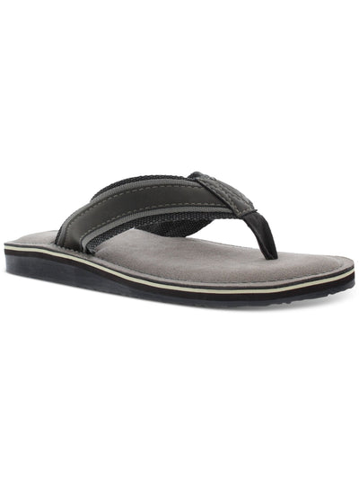 KHOMBU Mens Gray Mixed Media Cushioned Joel Round Toe Platform Slip On Flip Flop Sandal 8 M