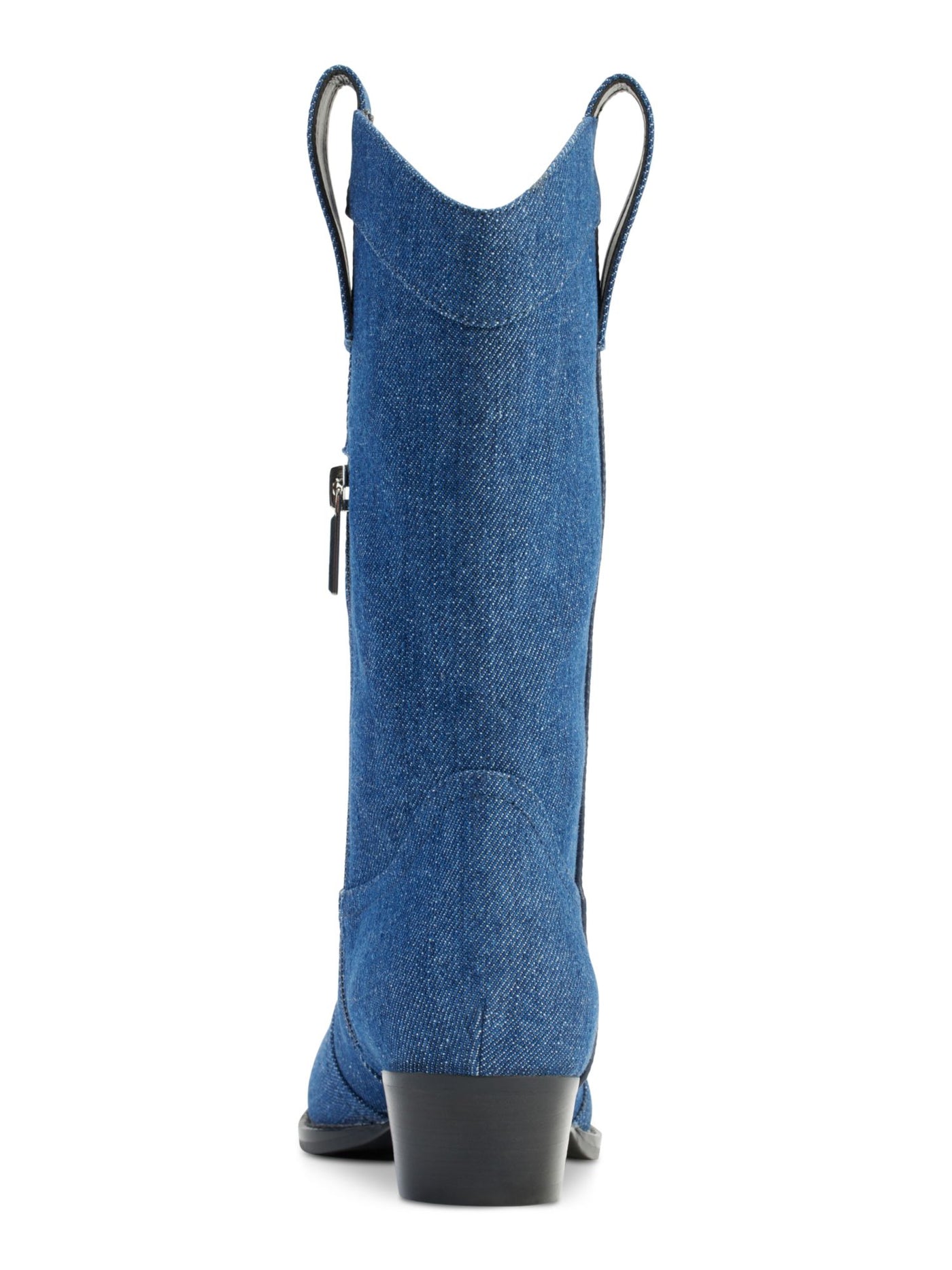 KARL LAGERFELD Womens Blue Embellished Paris Pointed Toe Block Heel Western Boot 7