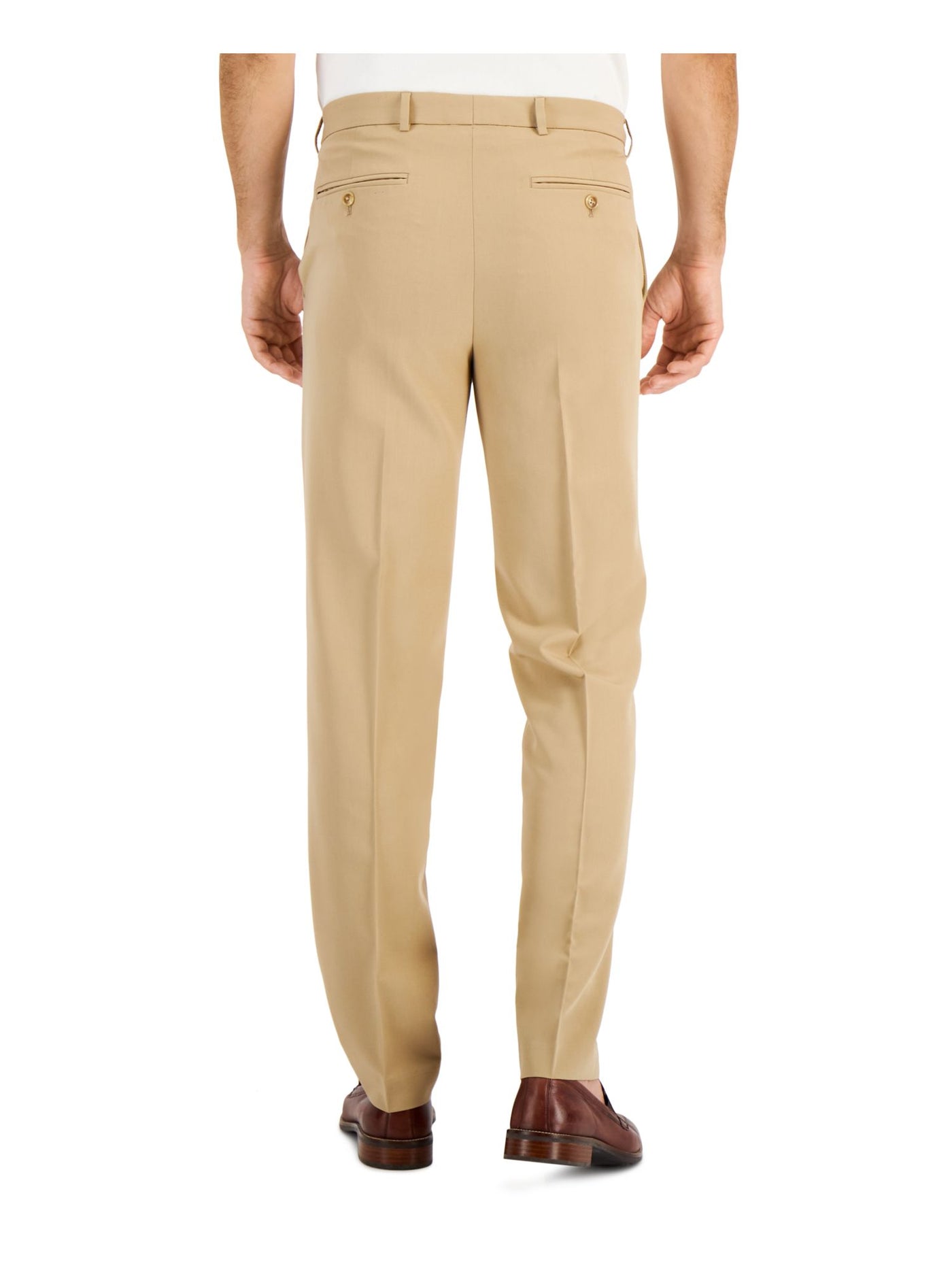 NAUTICA Mens Beige Flat Front, Straight Leg Regular Fit Pants W40/ L32